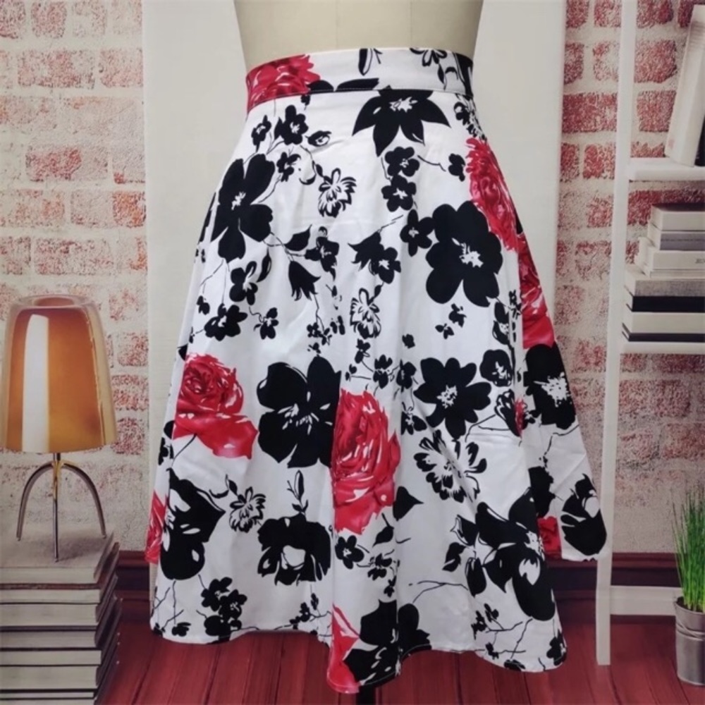 Floral Print Midi Skirt